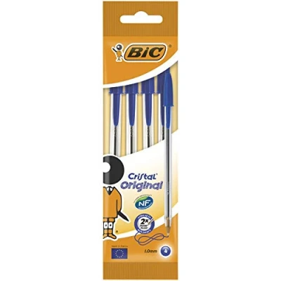 Imagen de BiC Cristal medium Bolígrafo de punta redonda, color azul, pack 4 unidades
