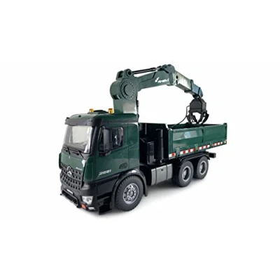 Imagen de Amewi 22568 Mercedes Benz Arocs Camión con volquete, Incluye batería y Mando a Distancia, Color Verde