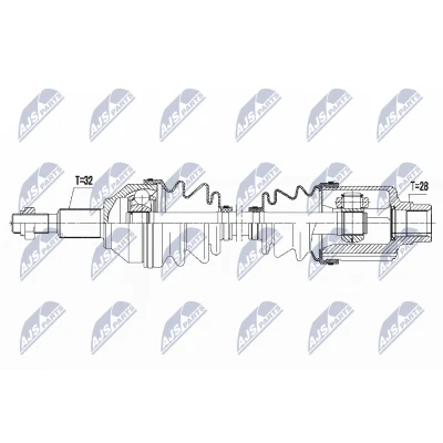 Imagen de NTY NPW CH 036 Árbol de transmisión Eje delantero, derecha DODGE: Journey MPV norauto, oscaro, mister auto