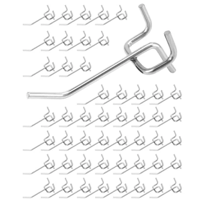 Imagen de QWORK® 50X Ganchos para Tablero Perforado de Pared Acero Macizo 5 mm Exhibición Minorista, Artículos Colgantes, Clasificación Herramientas (7 cm)