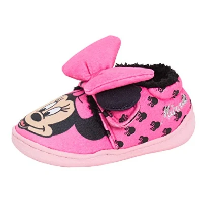 Imagen de Disney Minnie Mouse Pantuflas para niña con lazo 3D de forro polar y polar, Rosa (rosa), 28 EU