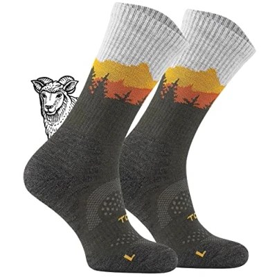 Imagen de TODO Calcetines de senderismo BP Merino para hombre, mujer, niños. trekking, lana merino, transpirables, antiburbujas, producción la UE, Falcon Trail Caqui, 39 42