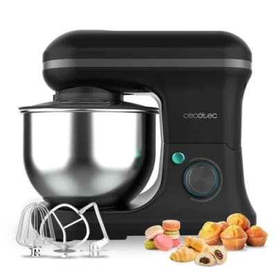 Imagen de Cecotec Batidora Amasadora Cecomixer Merengue 5L 1200 Black. W en 6 Niveles, 5 Funciones, Movimiento Planetario, Diseño Elegante, Bol de Acero L y Accesorios para Batir Amasar