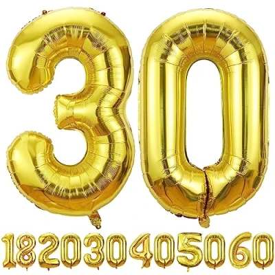 Imagen de Globos de Cumpleãnos Numeros 30 Oro,101 CM Globo Gigantes Grandes Decoracion,Globo Numero Niño Niña Adultos decorazione,Vuelan con Helio