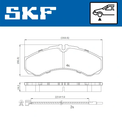 Imagen de SKF VKBP 80422 E Juego de pastillas freno con contacto avisador desgaste