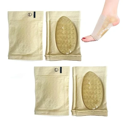 Imagen de UBRAVE Soporte de Arco Pie Plano, 2 pares Mangas Compresión Metatarsal para Fascitis Plantar, Pies Planos, Arcos Altos o Caídos, y Alivio del Dolor en el Talón, Beige