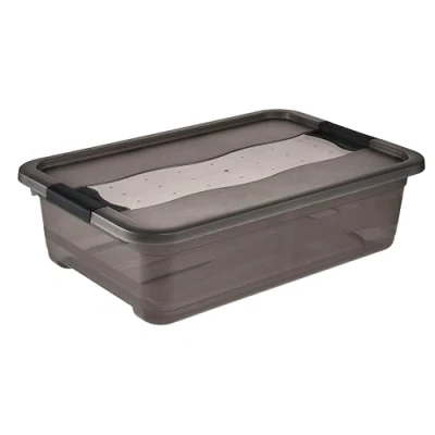 Imagen de keeeper Caja de almacenamiento con tapa y cierre deslizante, 28 L, Transparente, Gris Crystal