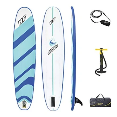Imagen de BESTWAY 65336 Tabla de Surf Hinchable Hydro Force Compact 8 243x57x7 cm Diseño Azul Con Aleta Extraíble, Bomba Inflado Rápido y Bolsa Transporte