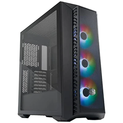 Imagen de Cooler Master MasterBox 520 Mesh Caja PC Media Torre ATX con 3 Ventiladores Preinstalados, Múltiples Configuraciones de Flujo Aire, Paneles Frontal Mallado y Lateral TG, Controlador ARGB Negro