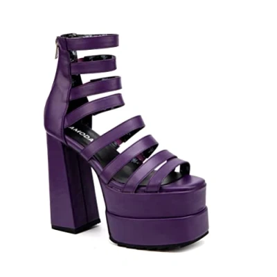 Imagen de LAMODA Grifo Doble, Sandalia con talón Mujer, Morado PU, 35.5 EU