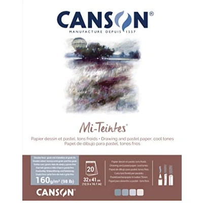 Imagen de Canson Mi Teintes Bloc encolado, 60% abeja, 32 x 41, 20 hojas, 160g, colores grises y azules