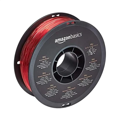 Imagen de Amazon Basics Filamento para impresora 3D, poliuretano termoplástico (TPU), 1.75 mm, cinta de 1 kg (2.2 libras), rojo