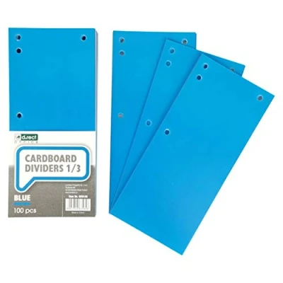 Imagen de D.RECT Separadores de Cartón Lote 100 Cintas Separación Papel A4 1/3 Hojas 11x24 cm 160 g Para una Perfecta del Azul