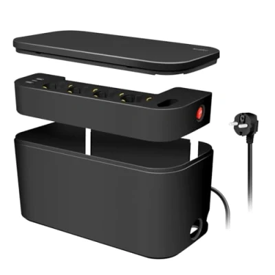 Imagen de LogiLink LPS282U Caja de Cables con 5 enchufes (Incluye 3 Puertos USB), Color Negro