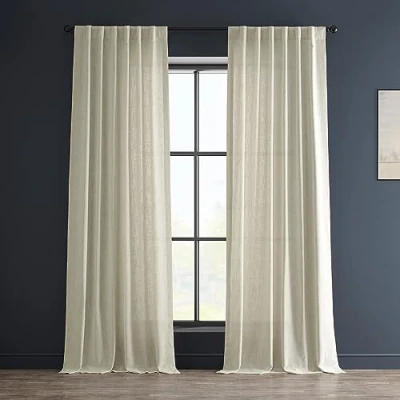 Imagen de HPD Half Price Drapes Cortinas Pesadas de Lino sintético prémium para Sala Estar (1 Panel), filtrantes luz 108 Pulgadas Largo Ventana Dormitorio, Color Cebada
