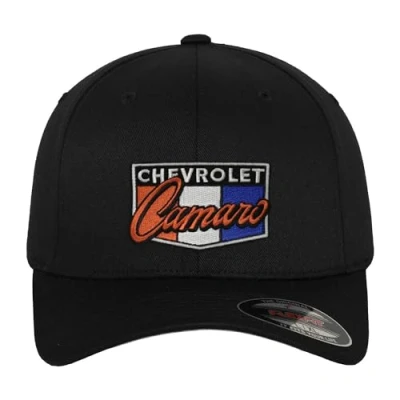 Imagen de Chevrolet Licenciado Oficialmente Camaro Patch Gorra de béisbol Flexfit (Negro), Small/Medium