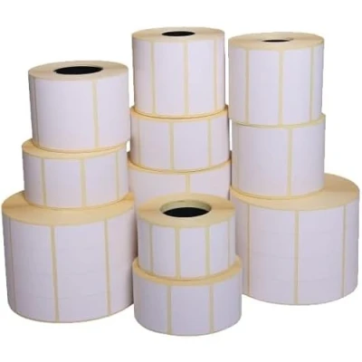 Imagen de BALSAT Rollo de etiquetas termica adhesiva para balanzas, etiquetadoras zebra, termicas, impresion profesional, 650 etiquetas/rollo Caja 24 Rollos (57x60)