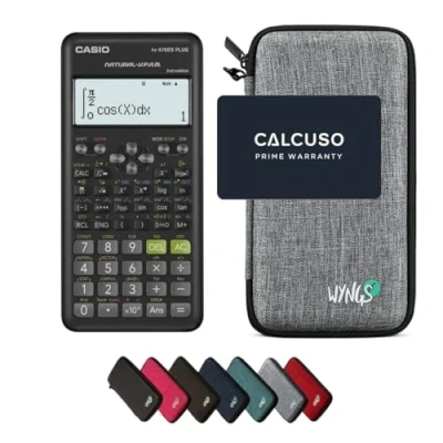 Imagen de Casio fx 570ES Plus 2nd Edition con Funda Protectora WYNGS Gris Claro Calculadora Científica Paquete Básico