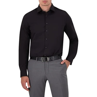 Imagen de OLYMP Camisa de negocios para hombre Level Five 24/Seven, monocolor, Body Fit, New York Kent, Negro 68., 40