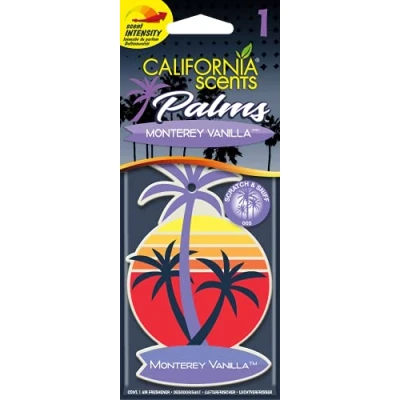 Imagen de California Car Scents Ambientador de Coche con Fragancia, Olor y Esencias a Monterey Vanilla, Aroma Vanilla (Ambientador Papel Forma Palmera 1UD)