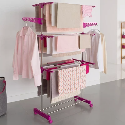 Imagen de IDMarket Maxima Tendedero Plegable (Acero Inoxidable, 145 cm), Color Morado
