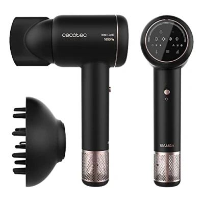 Imagen de Cecotec Secador con Motor Digital Brushless Bamba IoniCare RockStar Ion Touch. 1600 W, real, Pantalla Táctil, Accesorios unión Magnética: Difusor y Boquilla Concentradora, Cable 1,8m