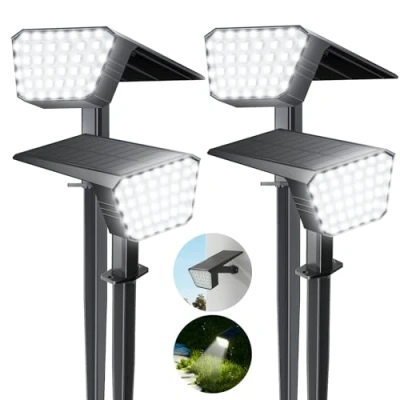 Imagen de FIFlying Luces Solares LED Exterior Jardin, 4 Piezas 44 Focos Solares, 3 Modos Impermeable IP65 Luz Solar para Jardín, Patio, Piscina, Césped, Calzada (Blanco Frio)
