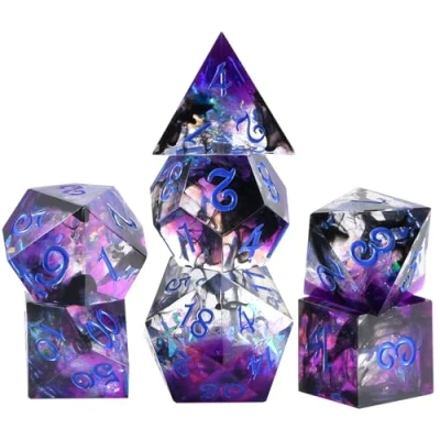 Imagen de OriCraft Dark Magic Dice Juego de Dados DND Mazmorras y Dragones rol poliédrico para Juegos Mundo Submarino Negro D20 Esquinas afiladas mágico 7 Halloween