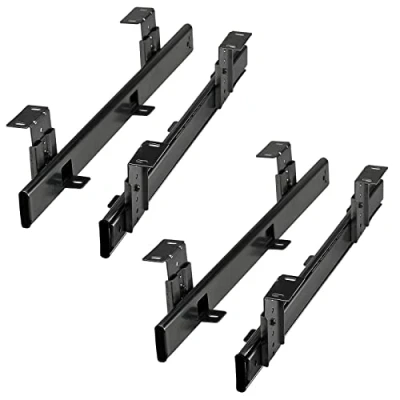 Imagen de 2 pares JUNKER Cajón para teclado KT1 30 H35 400 NF mm negro (Parcialmente extraíble/Con soporte de montaje/Regulable en altura/Cargable hasta kg) Estante subestructura