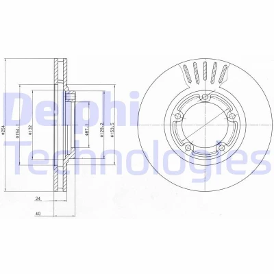Imagen de DELPHI Disco de freno HYUNDAI: H 1 / Starex MPV, Furgón, H100 Furgón 24mm 5 ventilado aceitado sin procesar BG4098 581294A000,581294A100