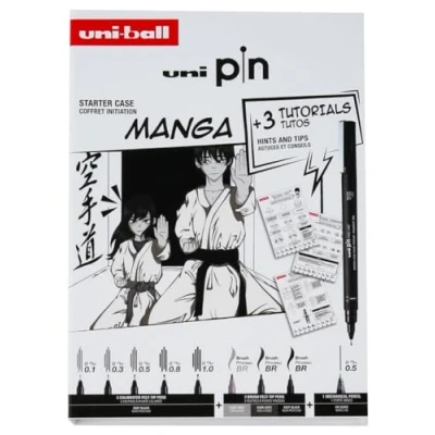 Imagen de Uni ball Estuche PIN de 8 piezas marcadores calibrados 0,2 a 1,0mm Set Manga Starter Kit NO1
