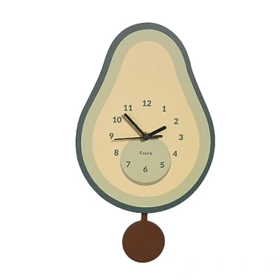 Imagen de Fisura Reloj de Gato con Cola. Pared Original. silencioso 46 x 8 centímetros. Madera y ABS. 1 Pila AA (no incluida) (Aguacate, Verde)