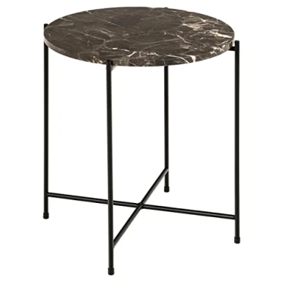 Imagen de AC Design Furniture Agnar Mesa Auxiliar, Mármol y Metal, marrón, H: 45 x B: 42 T: cm