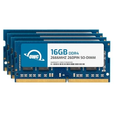 Imagen de OWC 64GB (4 x 16GB) 2666MHz DDR4 PC4 21300 SO DIMM Actualización de Memoria 260 Pines, (OWC2666DDR4S64S), para 2019 iMac 27 Pulgadas (iMac19,1) y PC portátiles