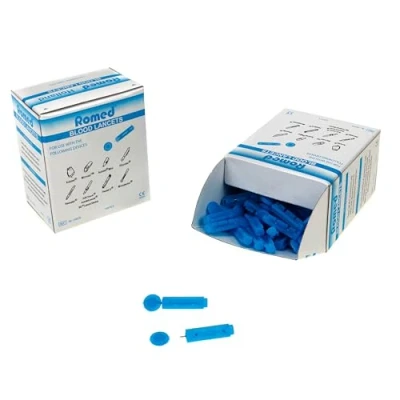 Imagen de 100 lancetas de sangre Tri cartabón Azul estéril