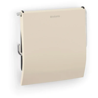 Imagen de Brabantia ReNew Portarrollos de Papel Higiénico Apto para Rollos Tamaño Estándar Fijador Pared Incluido Resistente a la Corrosión Accesorio Baño Soft Beige 17 x 13,2 12,3 cm