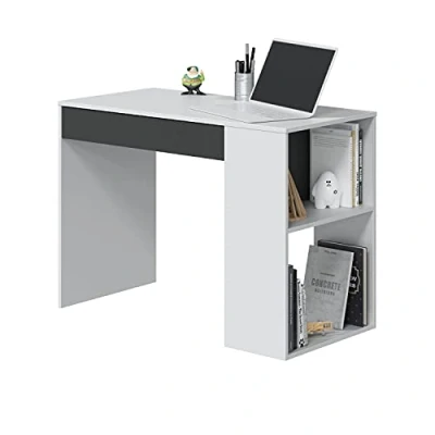 Imagen de Habitdesign Mesa de Estudio con 1 Cajon, o Escirtorio, Modelo Masster, Acabado en Blanco Artik y Gris Antracita, Medidas: 101 cm (Ancho) x 73 (Alto) 50 (Fondo)