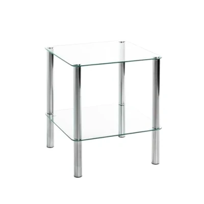 Imagen de HAKU Möbel Mesa auxiliar cromo, Metal, cristal de seguridad Dim.: AN 39 cm x AL 47 P cm, Estilo: Moderno