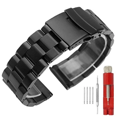 Imagen de Kai Tian Correas de reloj acero inoxidable sólido para mujer Correa plata Relojes 18mm metal Cierre despliegue Pulsera