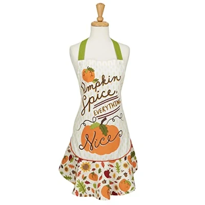 Imagen de DII Delantal de cocina para mujer otoño y Acción Gracias, lazos ajustables cintura larga, especias calabaza