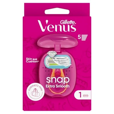 Imagen de Venus Gillette Extra Smooth Snap Recambios Para Maquinilla Mujer, Pack De 2, 5 Hojas Una Depilación Superapurada Y Un Mango Mini Llevártela Donde Quieras