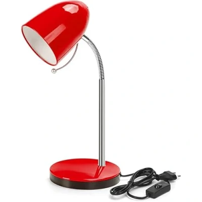 Imagen de lámpara roja de escritorio, escritorio retro sin bombilla, flexo para leer, estudiar, compatible con bombillas led E27, 240V max, trabajar, leer y más