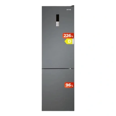 Imagen de EVVO Frigorífico Combi No Frost, Capacidad 226L Congelador 96L, Motor Inverter, 60cm Ancho, Clase energética D, Multi Air Flow, Luz Interior LED, Panel LED táctil (F55DX Color: Dark Inox)