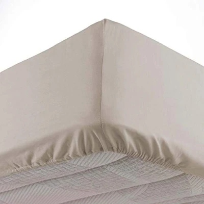 Imagen de Douceur d&#039;Intérieur Oscar Sábana Bajera, de Microfibra Lisa, para Cama Matrimonio, 100% poliéster, 140 x 190 cm, Natural