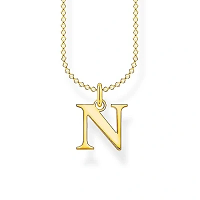 Imagen de Thomas Sabo Collar Letra N Plata Chapadaen Oro KE2023 413 39 L45V, 38 45 cm, Dorado