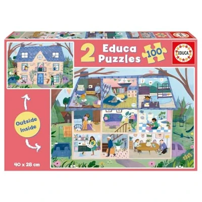 Imagen de Educa Casa Outside/Inside Set de 2 Puzzles Infantiles con 100 Piezas repletas Detalles del Exterior e Interior. Medidas: 40 x 28 cm. Recomendados a Partir 6 años (19957)