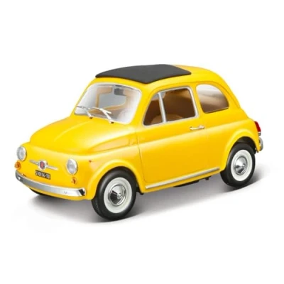 Imagen de Bburago BBURAGO&amp;ampMAISTO Model Kit FIAT 500F (1965) 1:24 Coches de Carrera, Color Amarillo (20609)