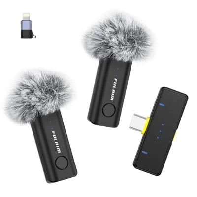 Imagen de FULAIM Microfono Inalambrico para iPhone/teléfonos/Android,Micrófonos Lavalier Inalambricos con cancelación de Ruido, Wireless Microphone grabación Video, entrevistas, TikTok y Youtube