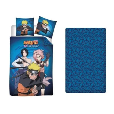 Imagen de Aymax Naruto juego de cama 3 piezas, funda nórdica 140 x 200 cm, almohada 63 cm + sábana bajera a 90 190