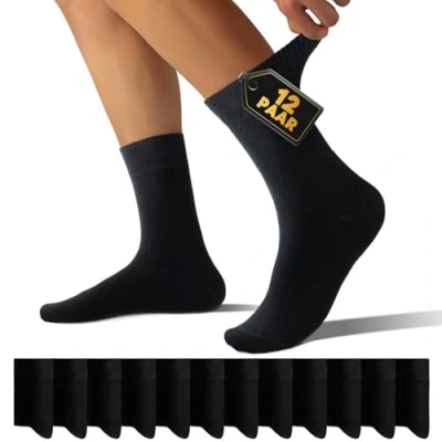 Imagen de TUUHAW Calcetines Hombre Negro 47 50 Algodon Padel Largos 12 Pares,